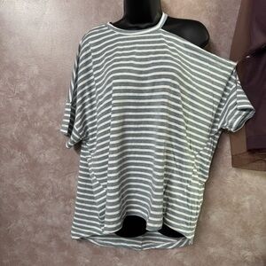 Hayden Striped Cold Shoulder Oversized Top NWT